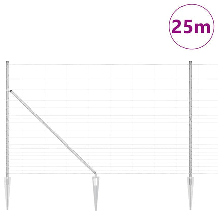 Svejset trådhegn med spidser 25 x 1,5 m Sølv Mesh