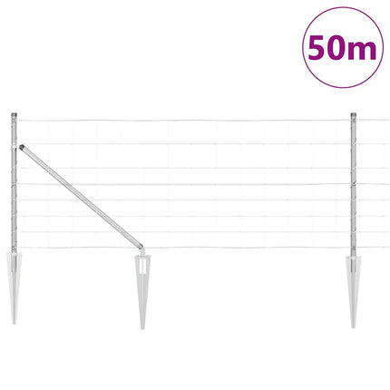 Svejset trådhegn med spidser 50 x 0,8 m Sølv Mesh