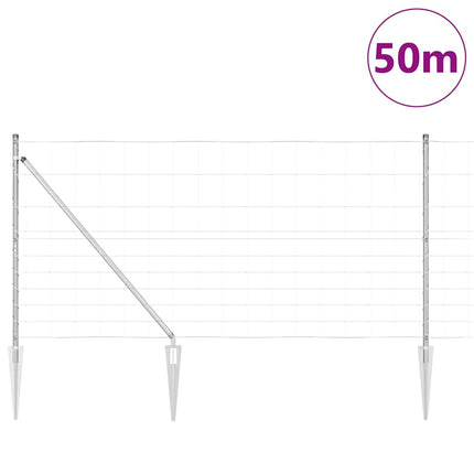 Svejset trådhegn med spidser 50 x 1,2 m Sølv Mesh