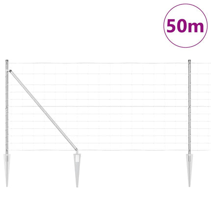 Svejset trådhegn med spidser 50 x 1,2 m Sølv Mesh
