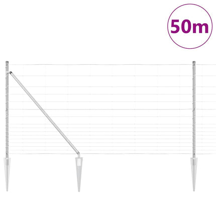 Svejset trådhegn med spidser 50 x 1,2 m Sølv Mesh