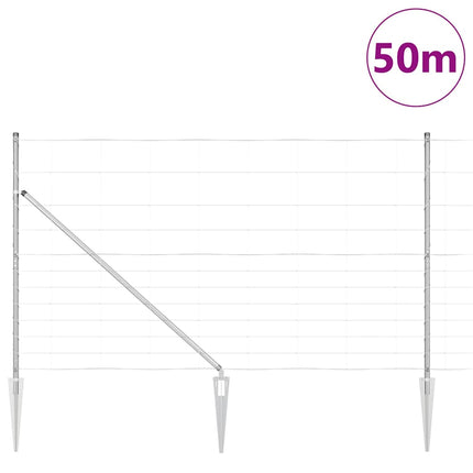 Svejset trådhegn med spidser 50 x 1,4 m Galvaniseret stål Sølv