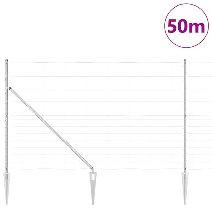 Svejset trådhegn med spidser 50 x 1,5 m Sølv Mesh