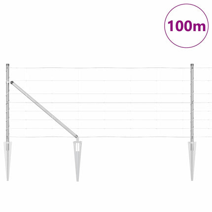 Svejset trådhegn med spidser 100 x 0,8 m Sølv Mesh