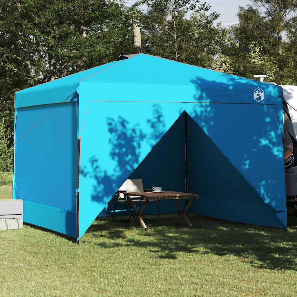 Pop-up canopy telt - blå stof, 290 × 290 × 251 cm