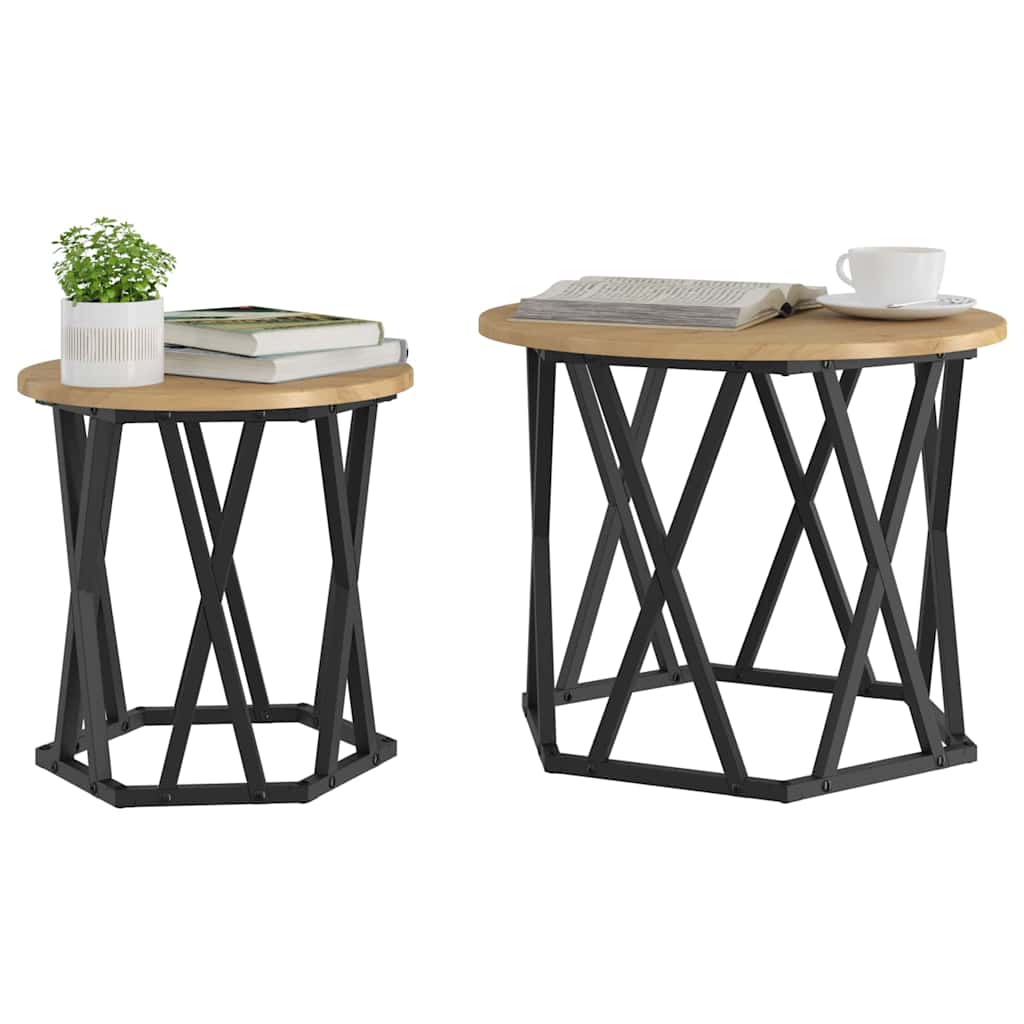 Sidebord 2 pcs Artisan Egetræ Ingeniørtræ og stål
