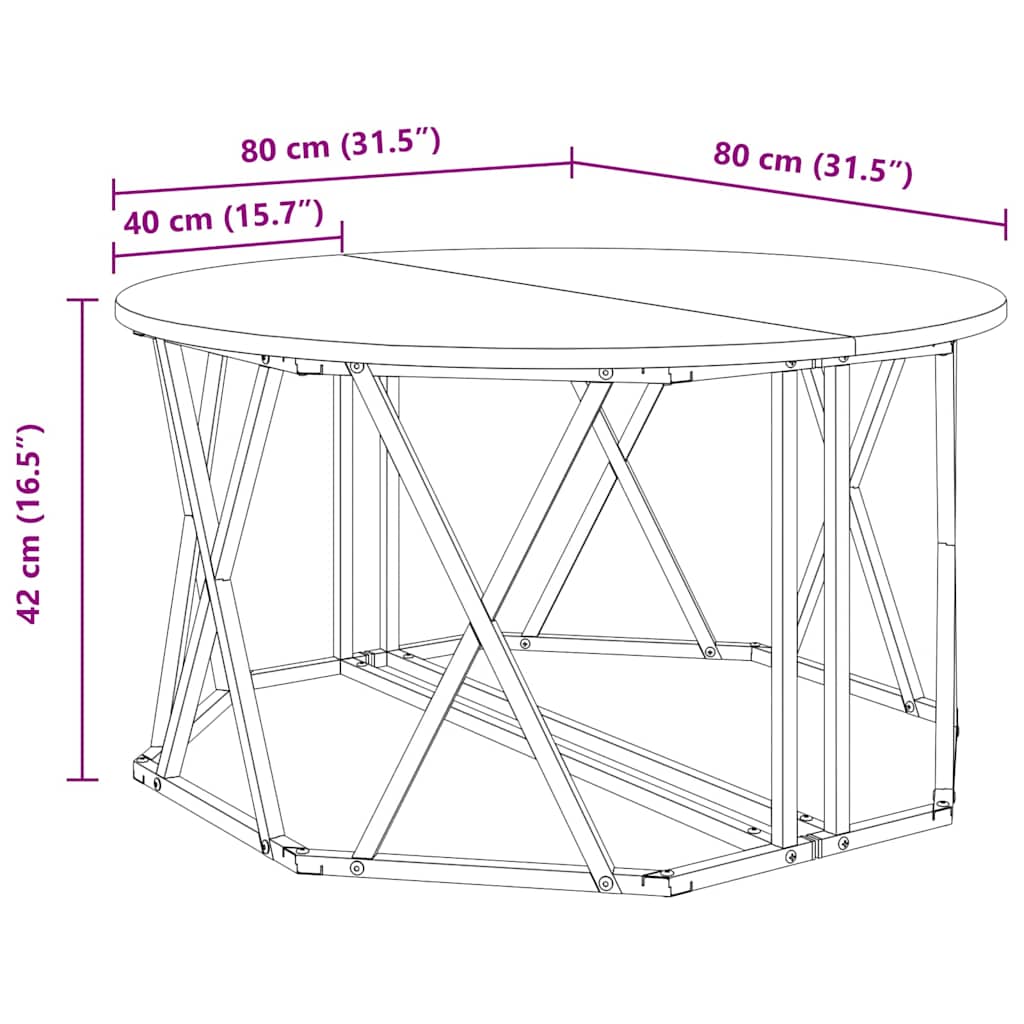 Sofabord Røget eg 80 x 80 x 42 cm Ingeniørtræ og stål