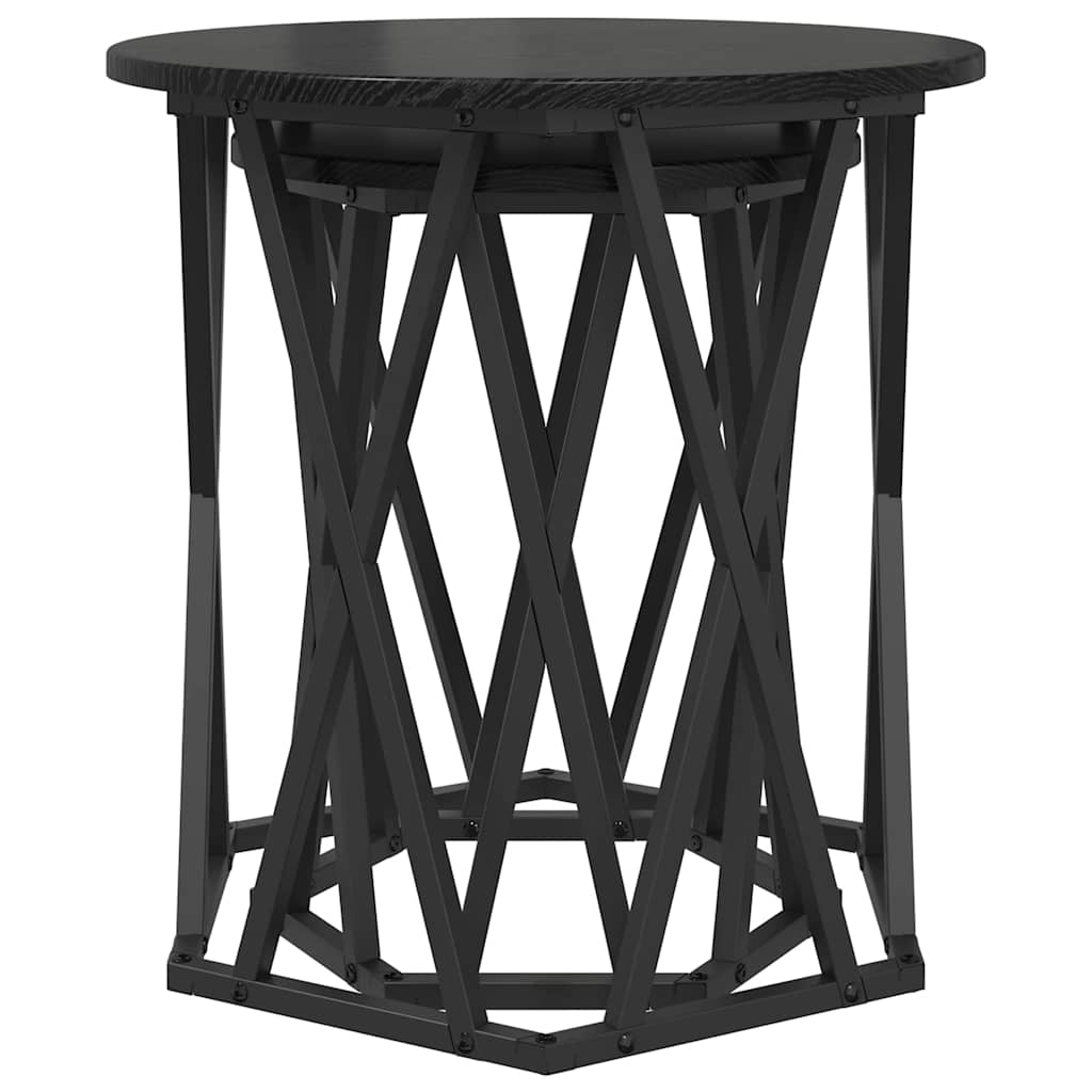 Sofabord 2 pcs Sort eg Ingeniørtræ og stål