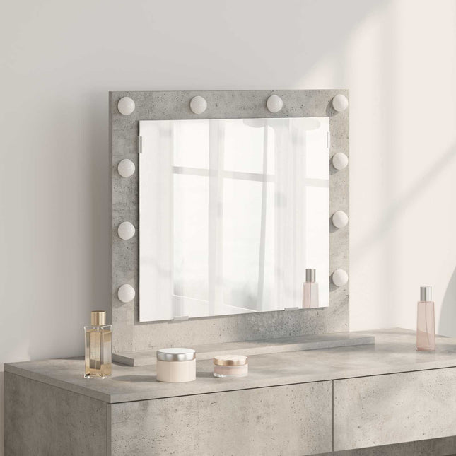 Vaskeskab Spejl Beton Grå 60 x 55 x 18 cm Rektangulær