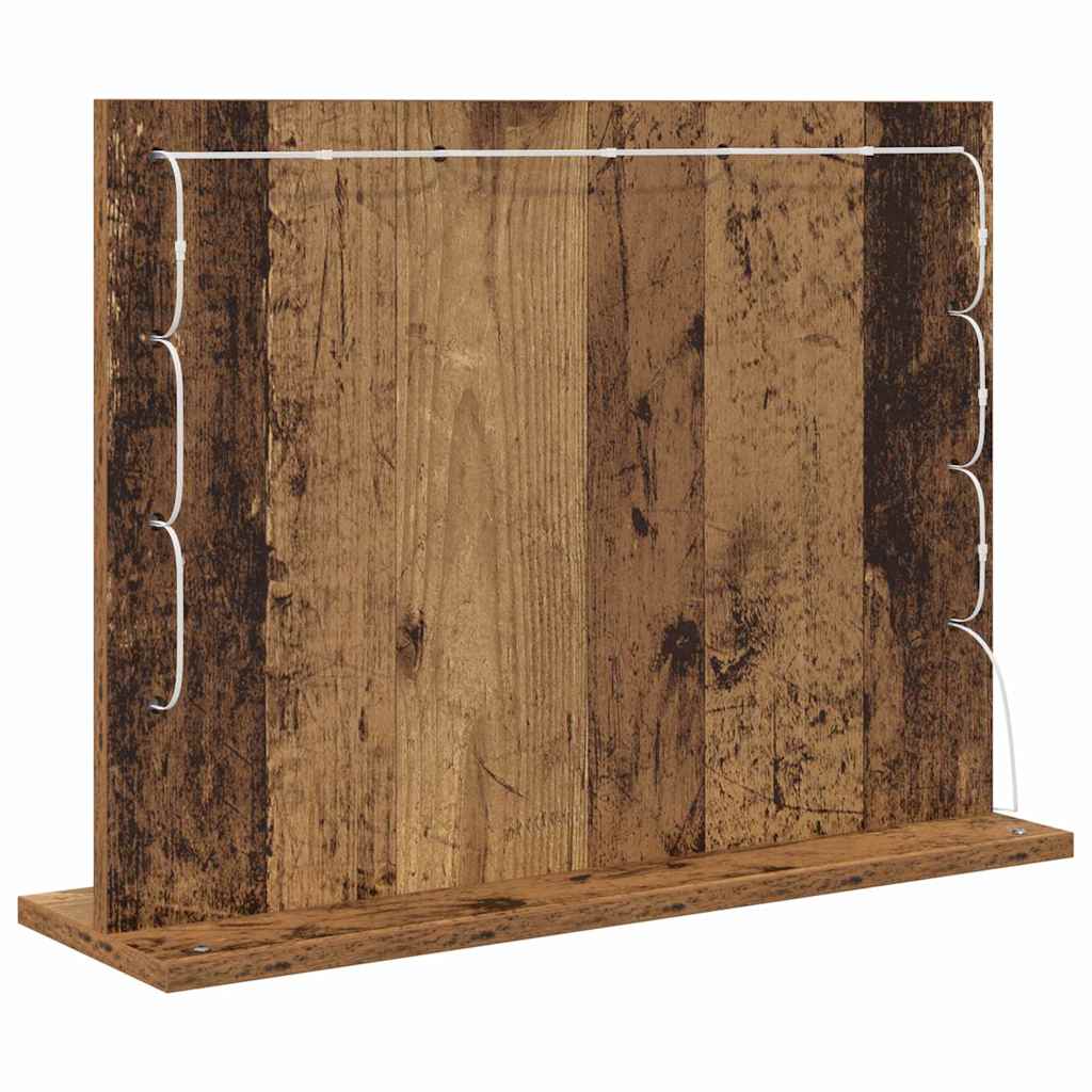 Vaskeskab Spejl Rektangulær Gammelt træ 60 x 45 x 18 cm