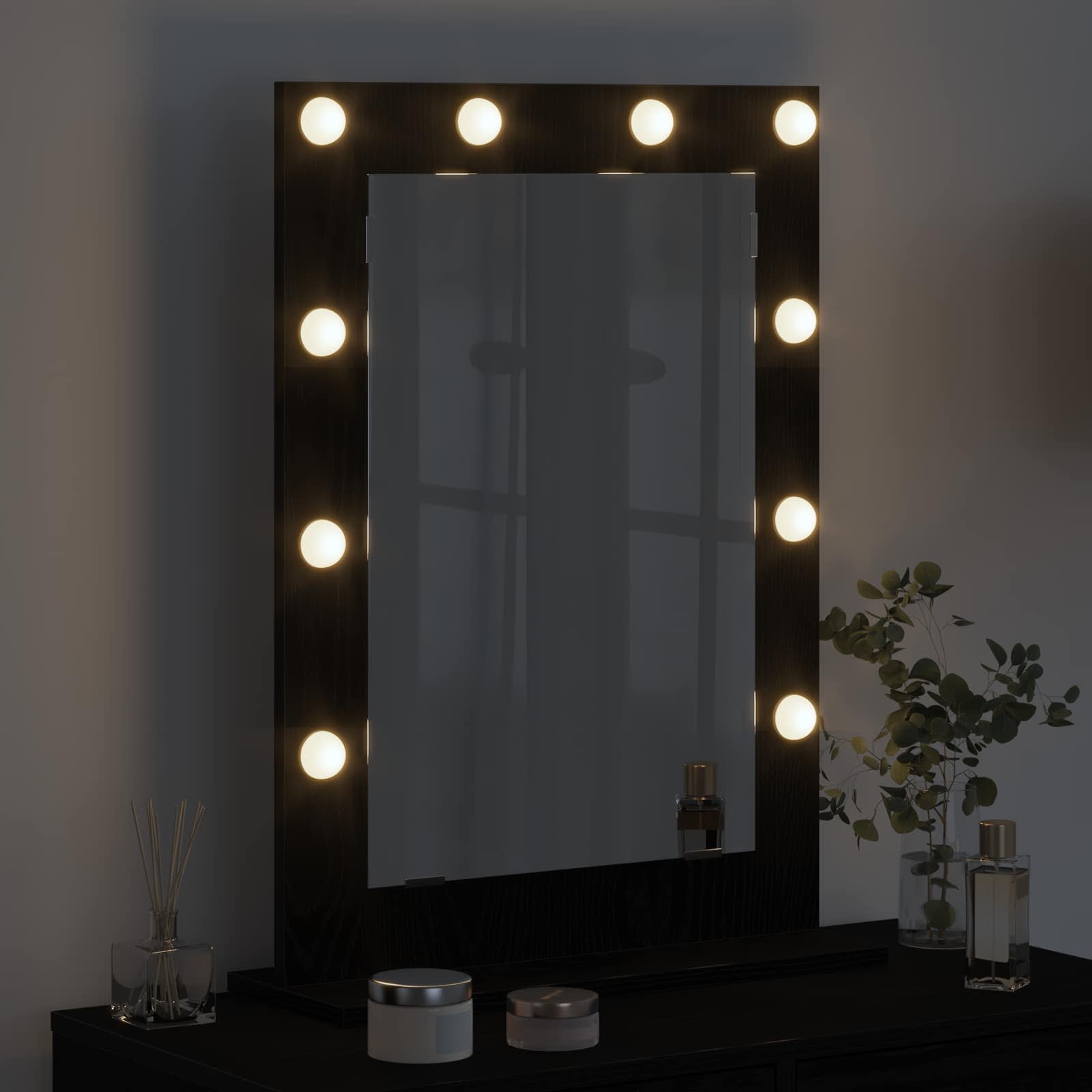 Vaskeskab Spejl Sort eg 70 x 50 x 18 cm Glas og Konstrueret træ