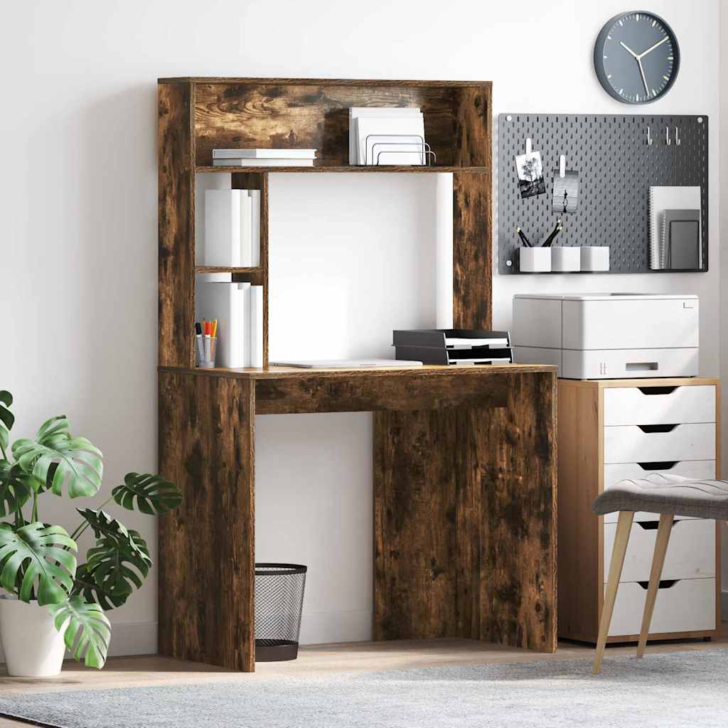 Bord med hylde Røget eg 91 x 50 x 149 cm Konstrueret træ