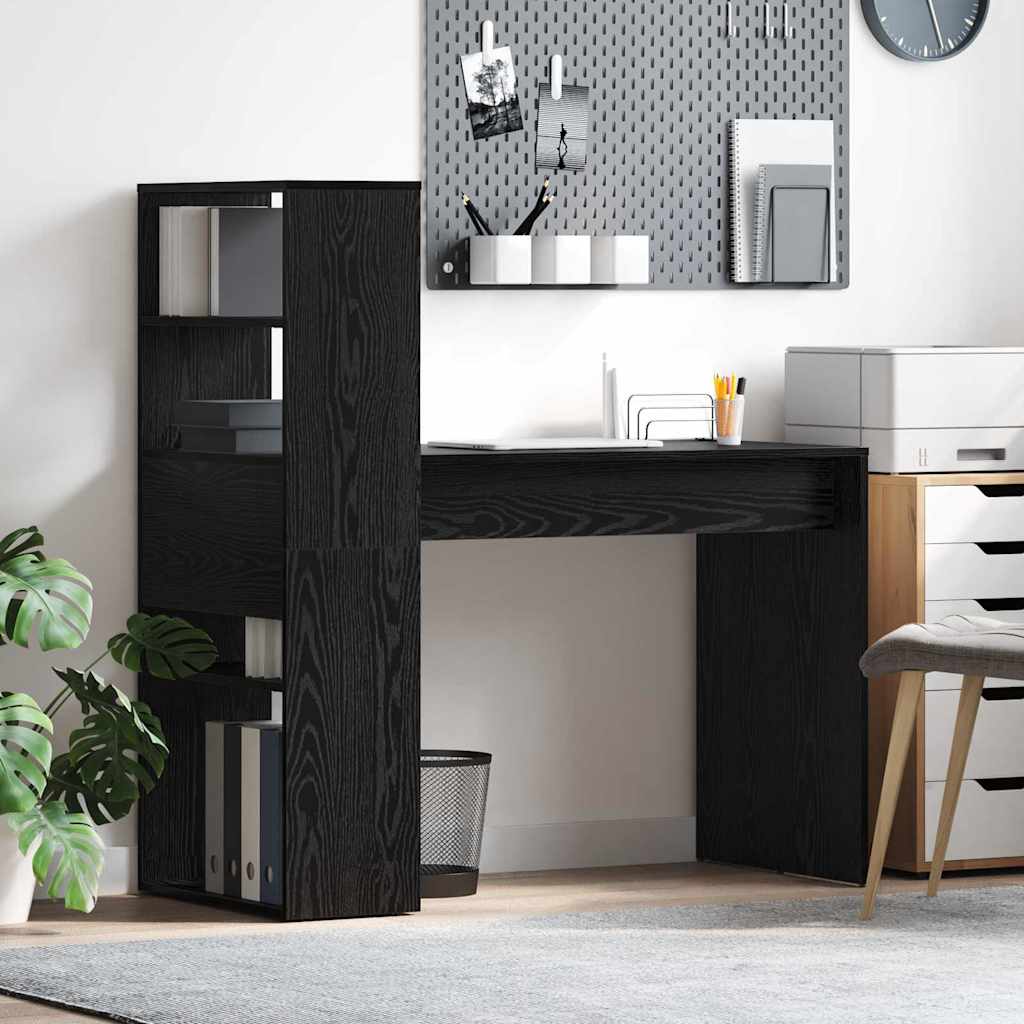 Bord med hylde Sort eg 113 x 54 x 120 cm Konstrueret træ
