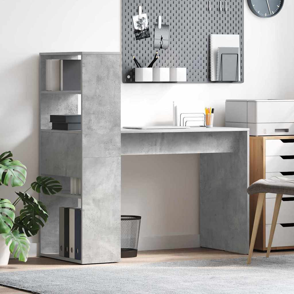 Bord med hylde Beton Grå 113 x 54 x 120 cm Konstrueret træ