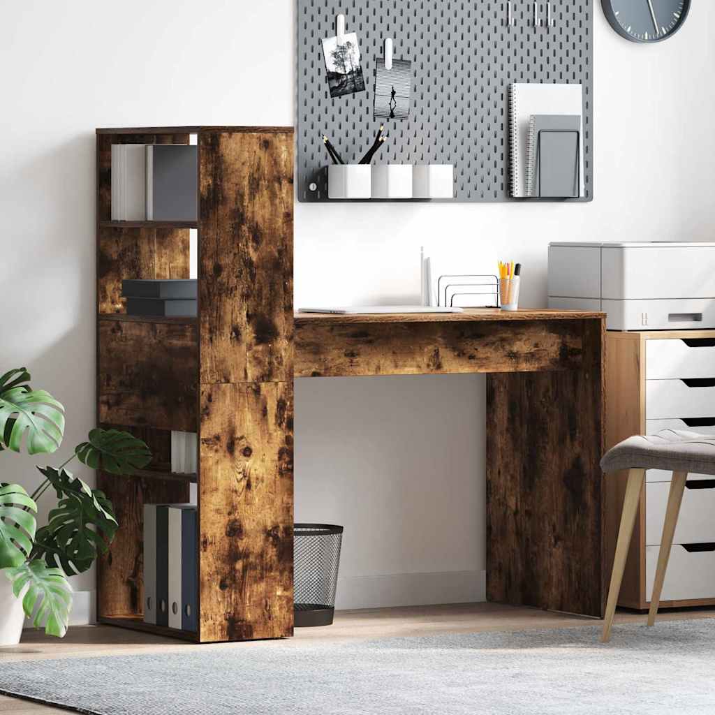 Bord med hylde Røget eg 113 x 54 x 120 cm Konstrueret træ