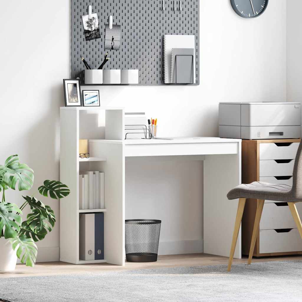 Bord med hylde Hvid 100 x 40 x 90 cm Konstrueret træ