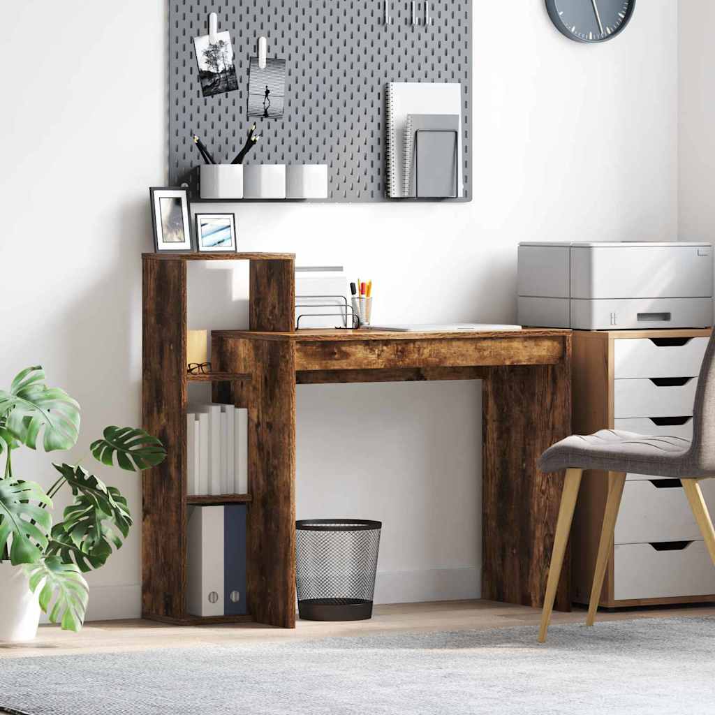 Bord med hylde Røget eg 100 x 40 x 90 cm Konstrueret træ