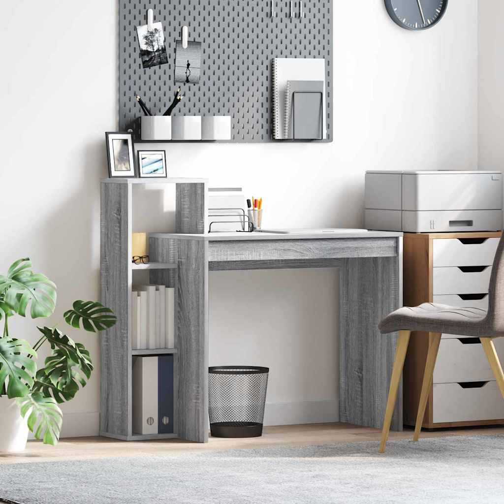 Bord med hylde Grå Sonoma 100 x 40 x 90 cm Konstrueret træ billede