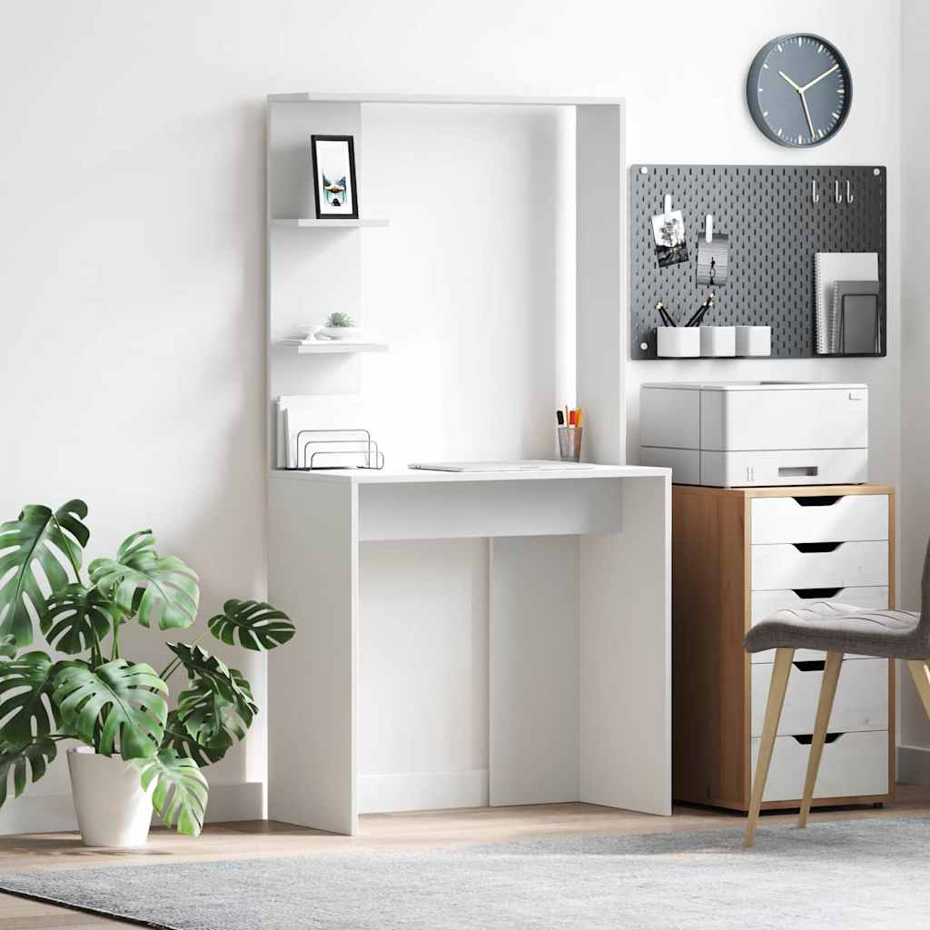 Hvidt Computerbord Hvid Træ Mellem Computerbord Rektangulær