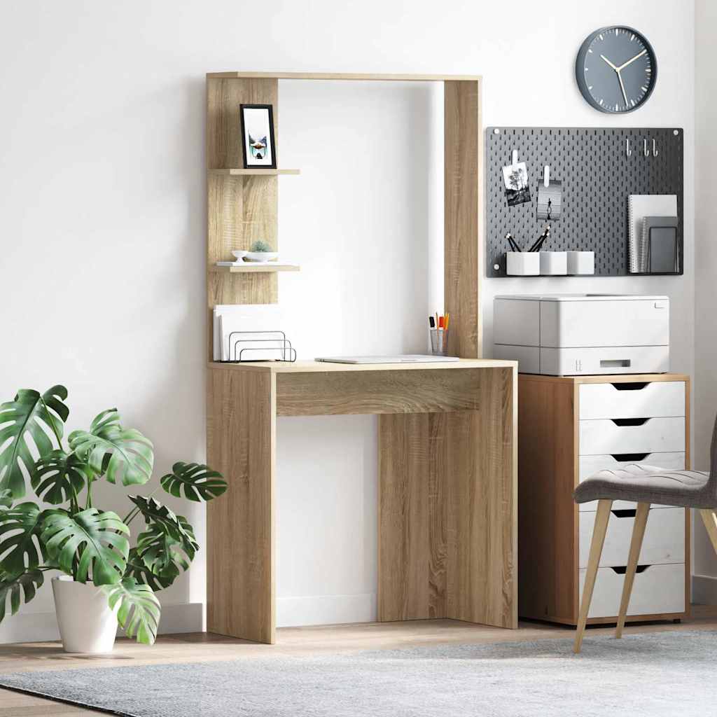 Bord med hylde Sonoma eg 78,5 x 37 x 154,5 cm Konstrueret træ billede