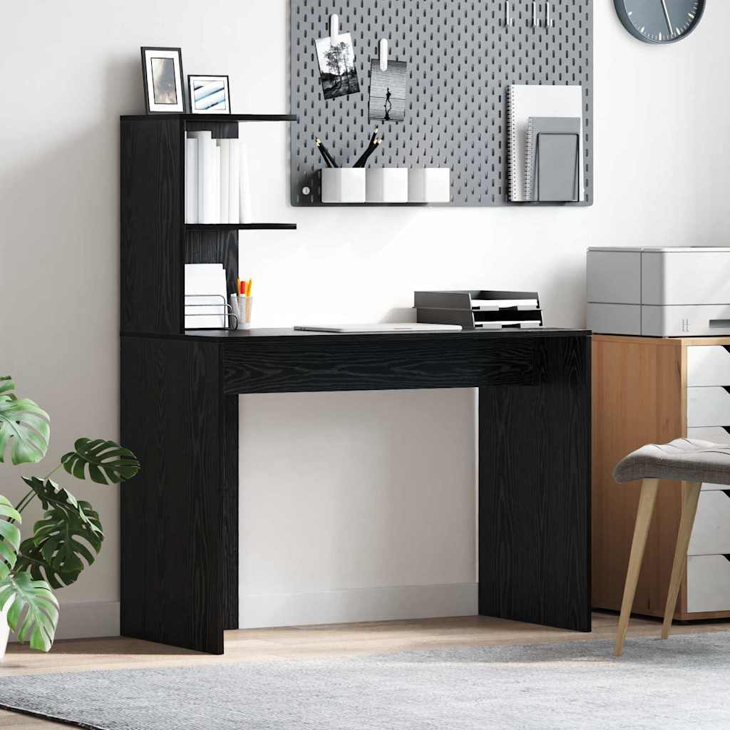 Bord med hylde Sort eg 102 x 50 x 124 cm Konstrueret træ