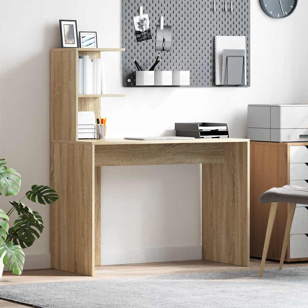 Bord med hylde Sonoma-eg 102 x 50 x 124 cm Konstrueret træ billede