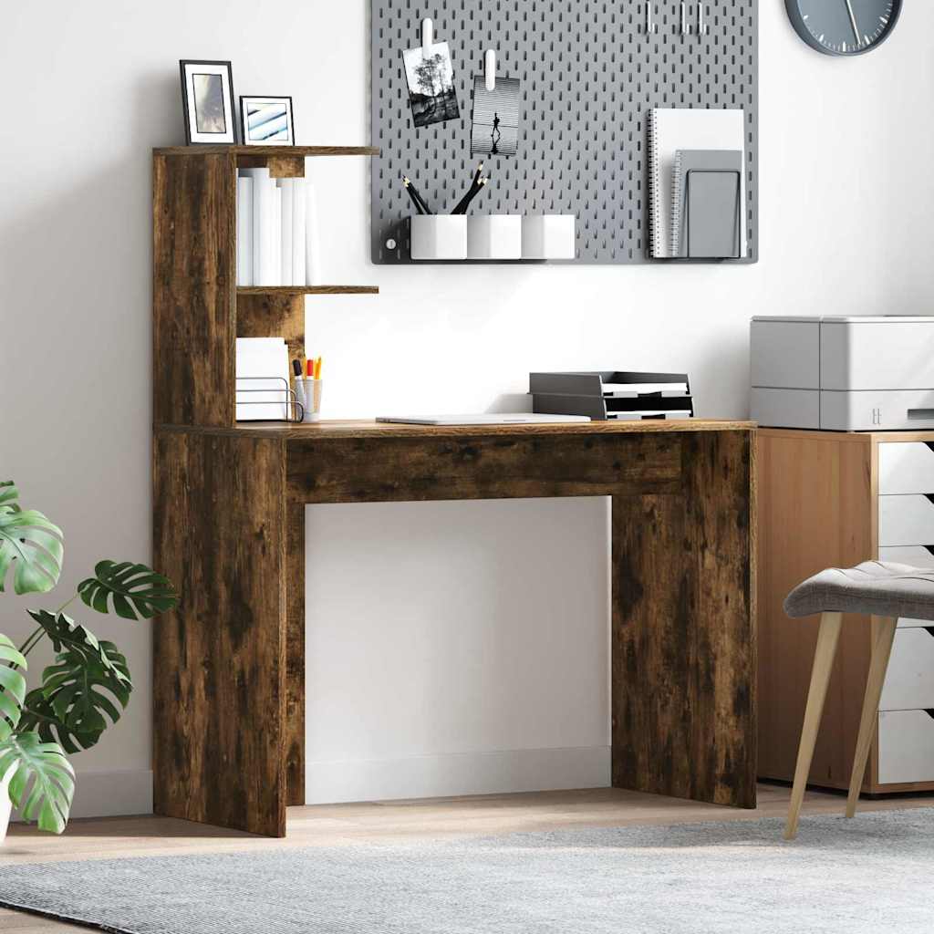 Bord med hylde Røget eg 102 x 50 x 124 cm Konstrueret træ