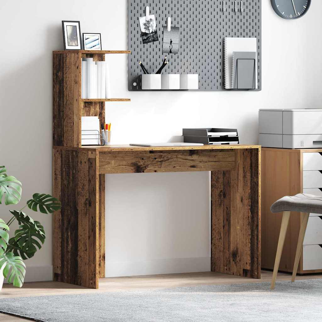 Bord med hylde Gammelt træ 102 x 50 x 124 cm Konstrueret træ
