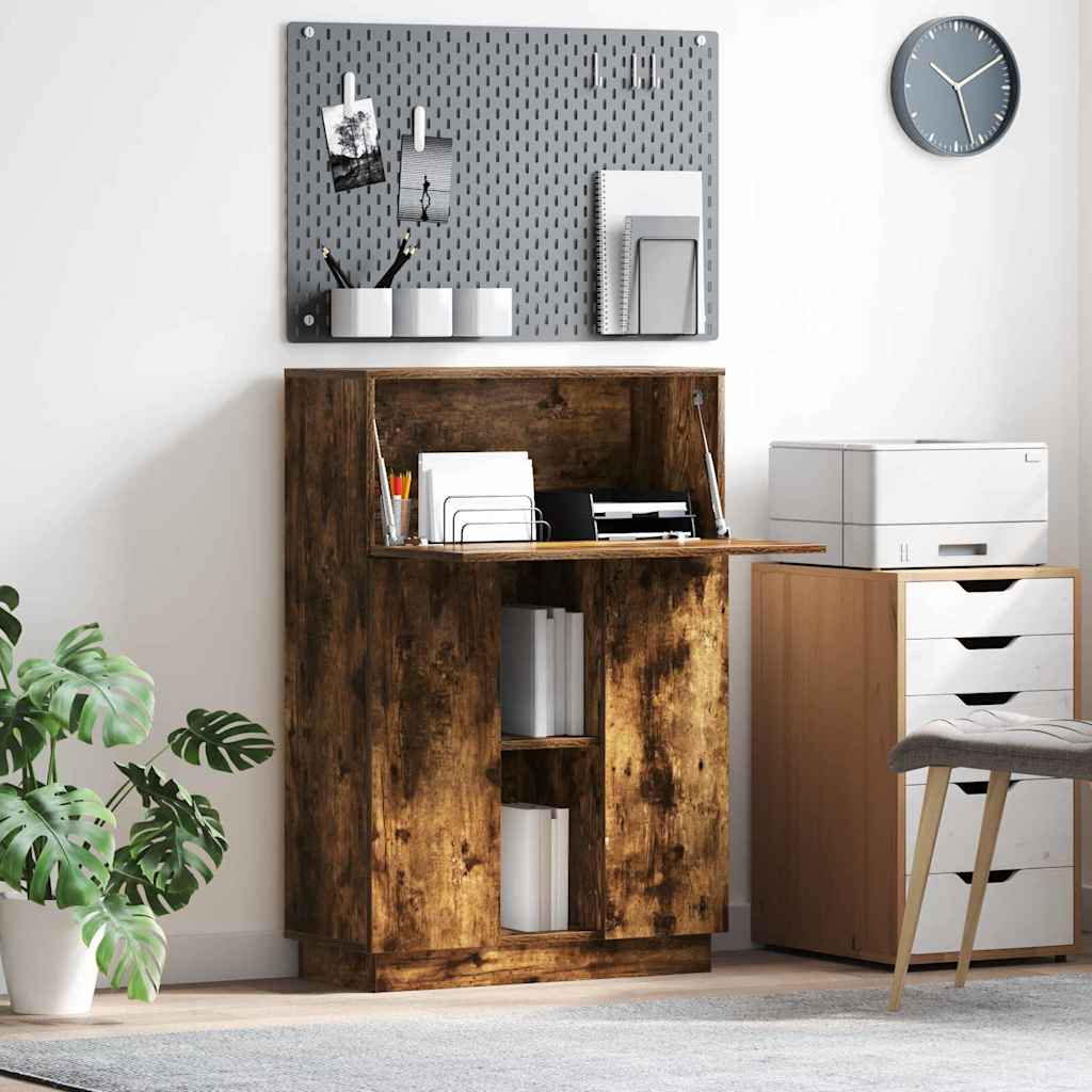 Bord med hylde Røget eg 71,5 x 31,5 x 106,5 cm Konstrueret træ
