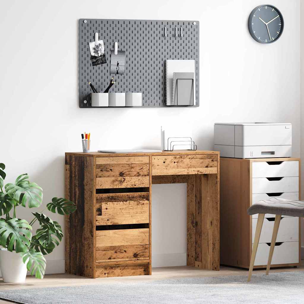 Bord med skuffe Gammelt træ 90 x 37.5 x 75 cm Konstrueret træ billede