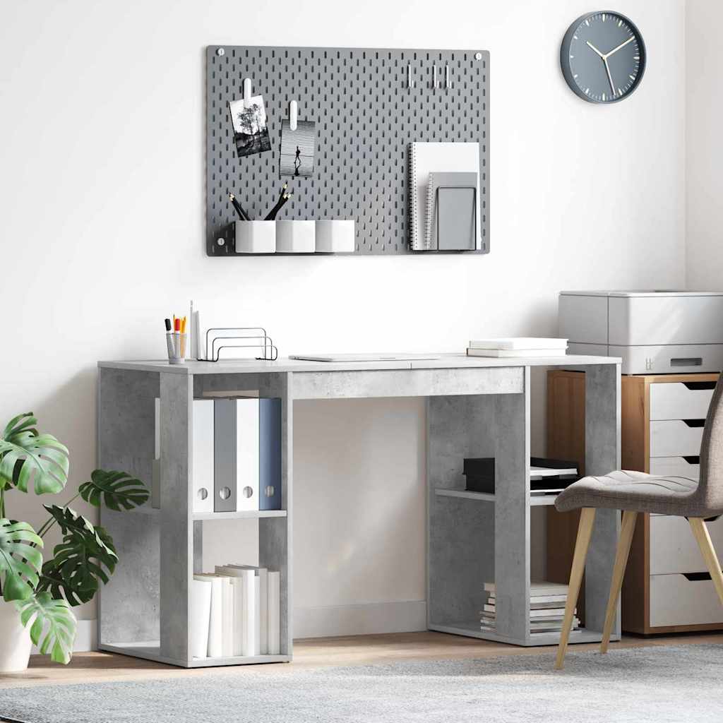 Bord med hylde Beton Grå 130 x 50,5 x 75 cm Konstrueret træ