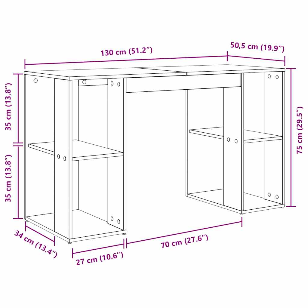 Bord Artisan Egetræ 130 x 50,5 x 75 cm Konstrueret træ