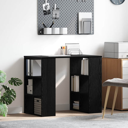Bord med hylde Sort eg 90 x 50 x 75 cm Konstrueret træ