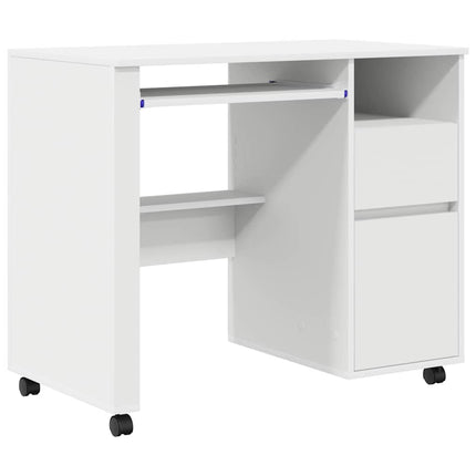 Skrivebord med Hjul Hvid Konstrueret træ 91 x 50 x 77 cm