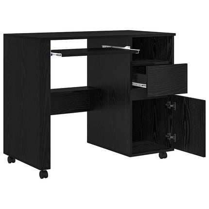 Skrivebord med Hjul Sort eg Konstrueret træ 91 x 50 x 77 cm