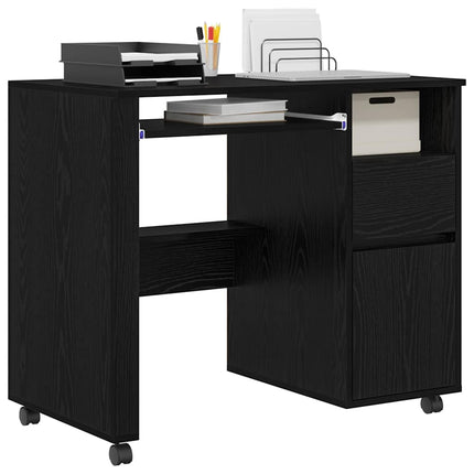 Skrivebord med Hjul Sort eg Konstrueret træ 91 x 50 x 77 cm