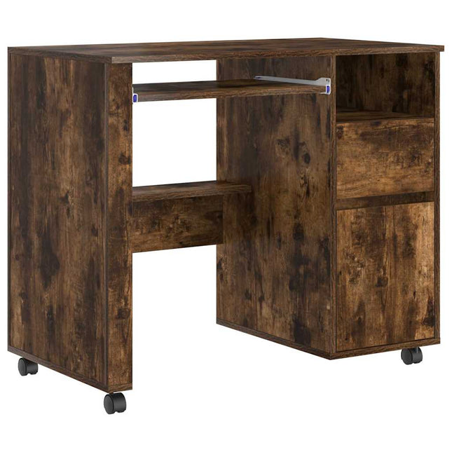 Skrivebord med Hjul Røget eg 91 x 50 x 77 cm Konstrueret træ