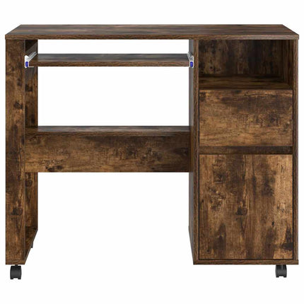 Skrivebord med Hjul Røget eg Konstrueret træ 91 x 50 x 77 cm