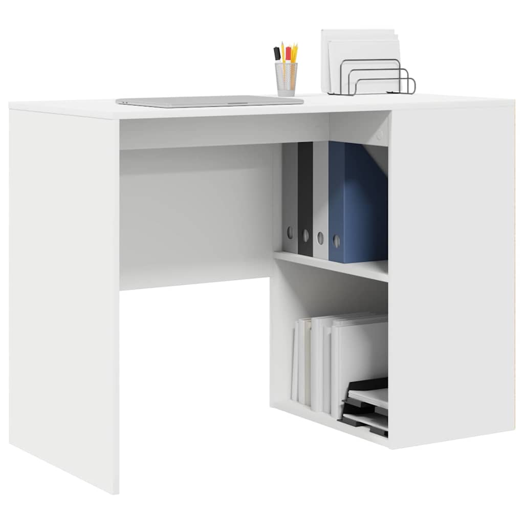 Skrivebord med hylde - hvid 102 × 50 × 75 cm i konstrueret træ