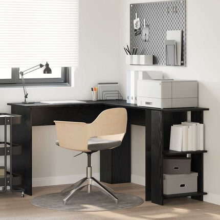 Hjørneskrivebord Sort eg Konstrueret træ 140 x 113,5 x 75 cm