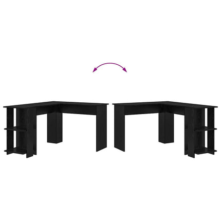 Hjørneskrivebord Sort eg Konstrueret træ 140 x 113,5 x 75 cm