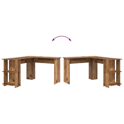 Hjørneskrivebord Gammelt træ Konstrueret træ