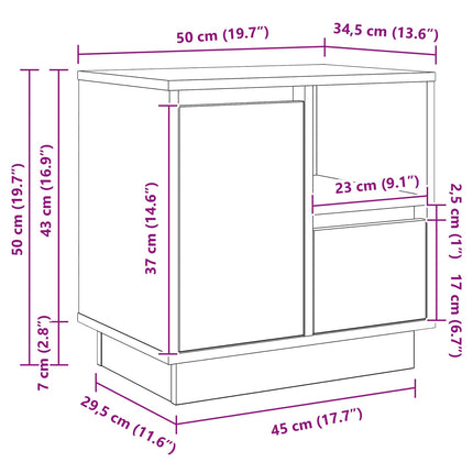 Natskab 2 stk. Røget eg 50 x 34,5 x 50 cm. Konstrueret træ