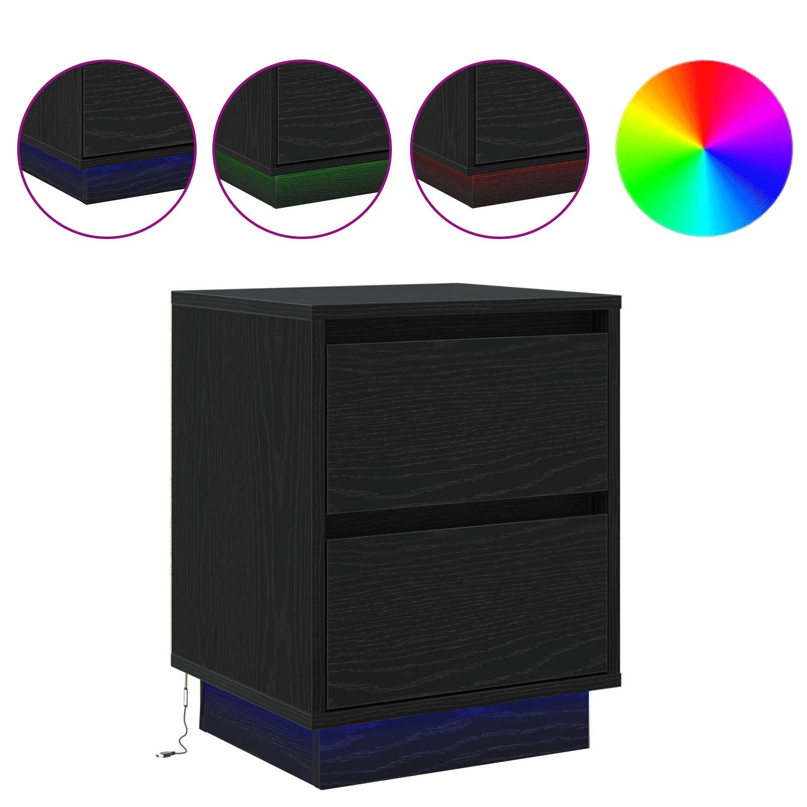 Natskab med skuffe Sort eg 39 x 34,5 x 50 cm Konstrueret træ