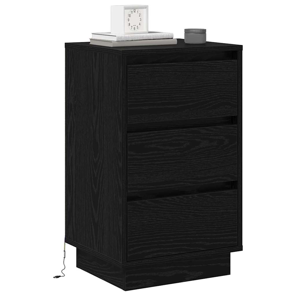 Natskab med skuffe Sort eg 39 x 34,5 x 65 cm Konstrueret træ