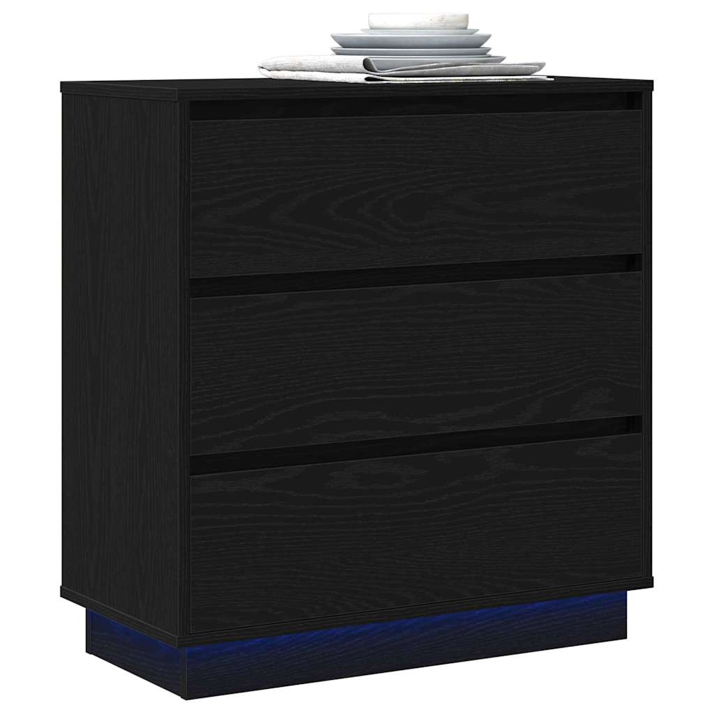 Natskab med skuffe Sort eg 71 x 34,5 x 75 cm Konstrueret træ