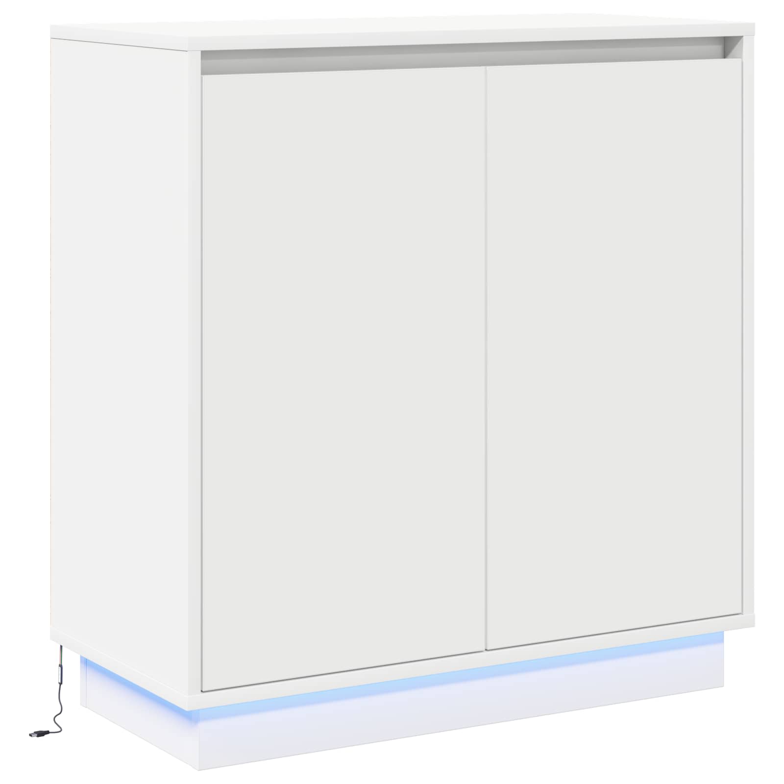 LED Sideboard med hylde Hvid 71 x 34,5 x 75 cm Konstrueret træ