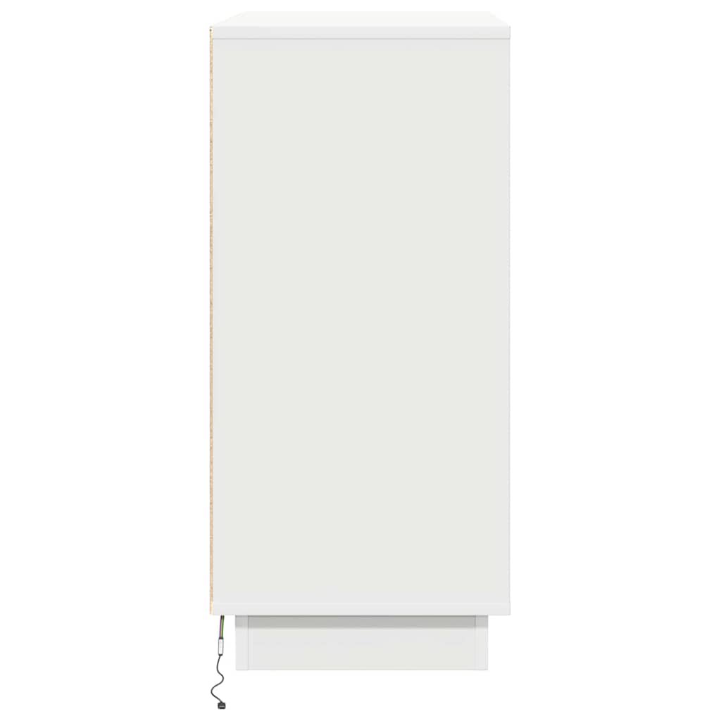 LED Sideboard med hylde Hvid 71 x 34,5 x 75 cm Konstrueret træ