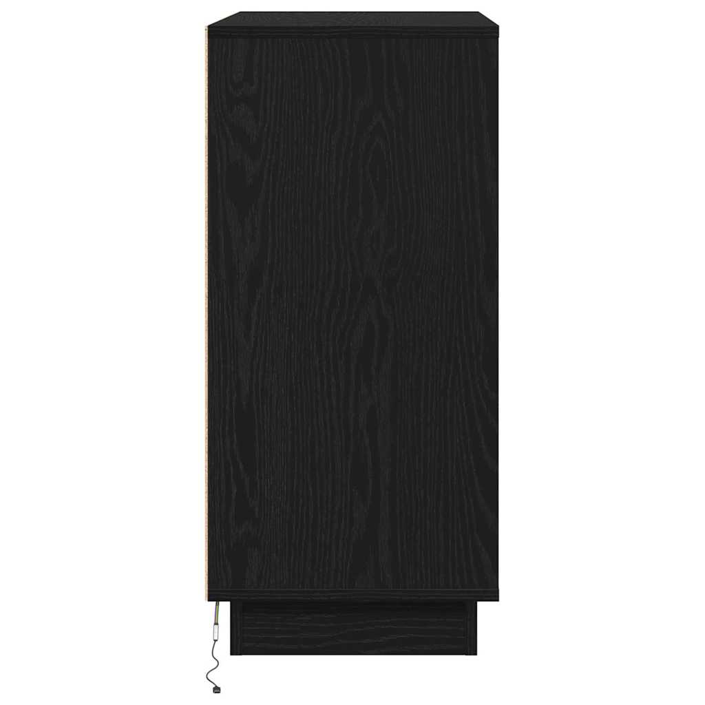 Sideboard med hylde Sort eg 71 x 34.5 x 75 cm Konstrueret træ