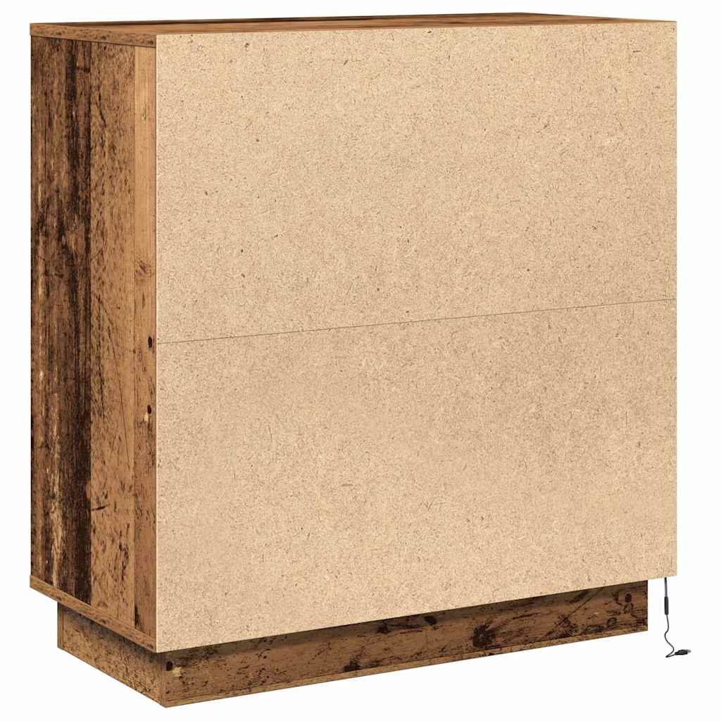 LED Sideboard Gammelt træ 71 x 34,5 x 75 cm Konstrueret træ
